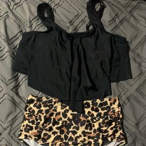 Black and leopard bikini